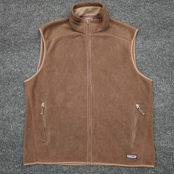 Vintage Patagonia Mens XL Brown Fleece Synchilla Full Zip Vest Y2K - Picture 1 of 9